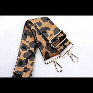 Crossbody Strap - 2” - leopard reversible - Black Gray Tan - Gold Hardware